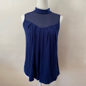 Fevour Modcloth Royal Blue High-Neck Tank